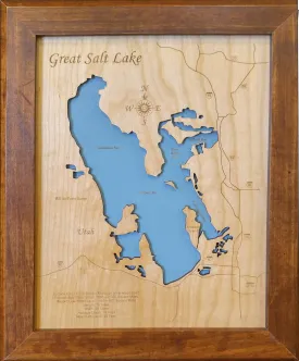 Great Salt Lake, Utah - Laser Cut Wood Map