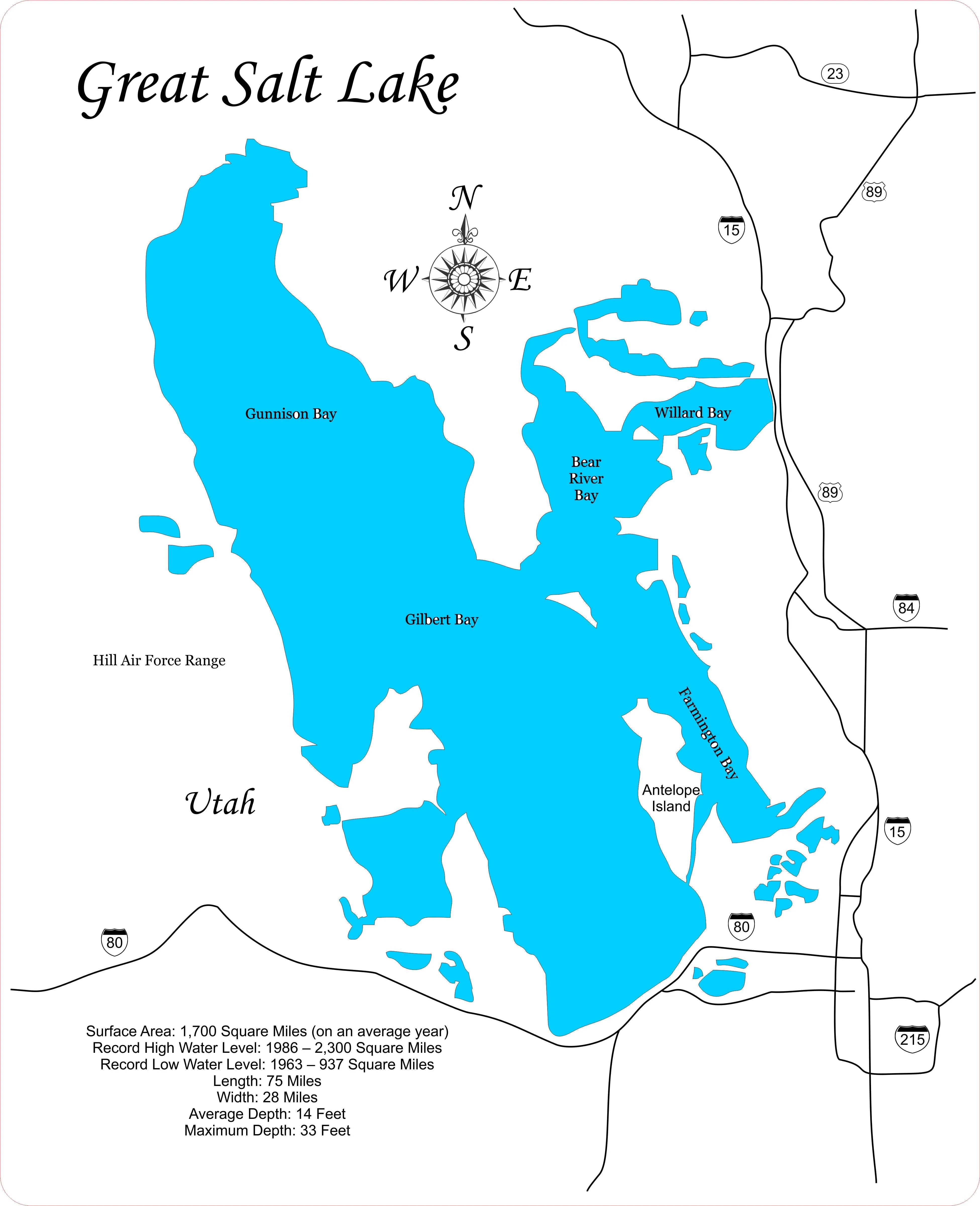 Great Salt Lake, Utah - Laser Cut Wood Map