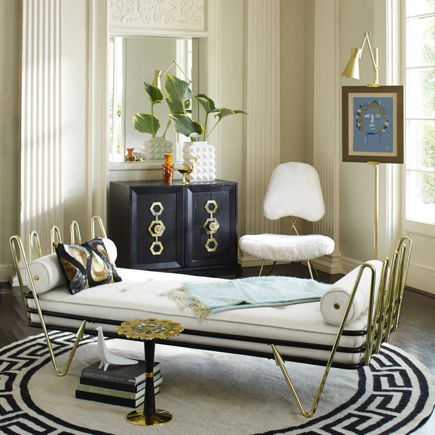 Greek Key Border Reversible Peruvian Flatweave Round Rug