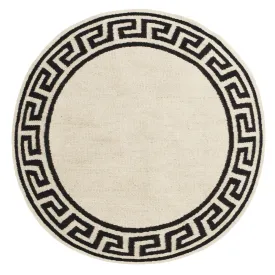 Greek Key Border Reversible Peruvian Flatweave Round Rug