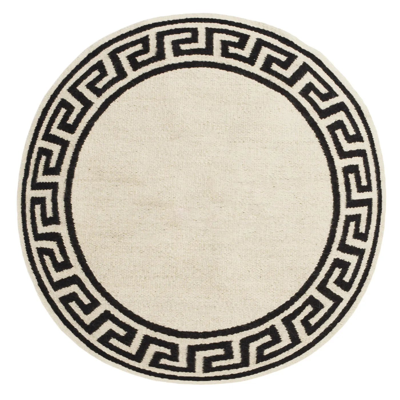 Greek Key Border Reversible Peruvian Flatweave Round Rug