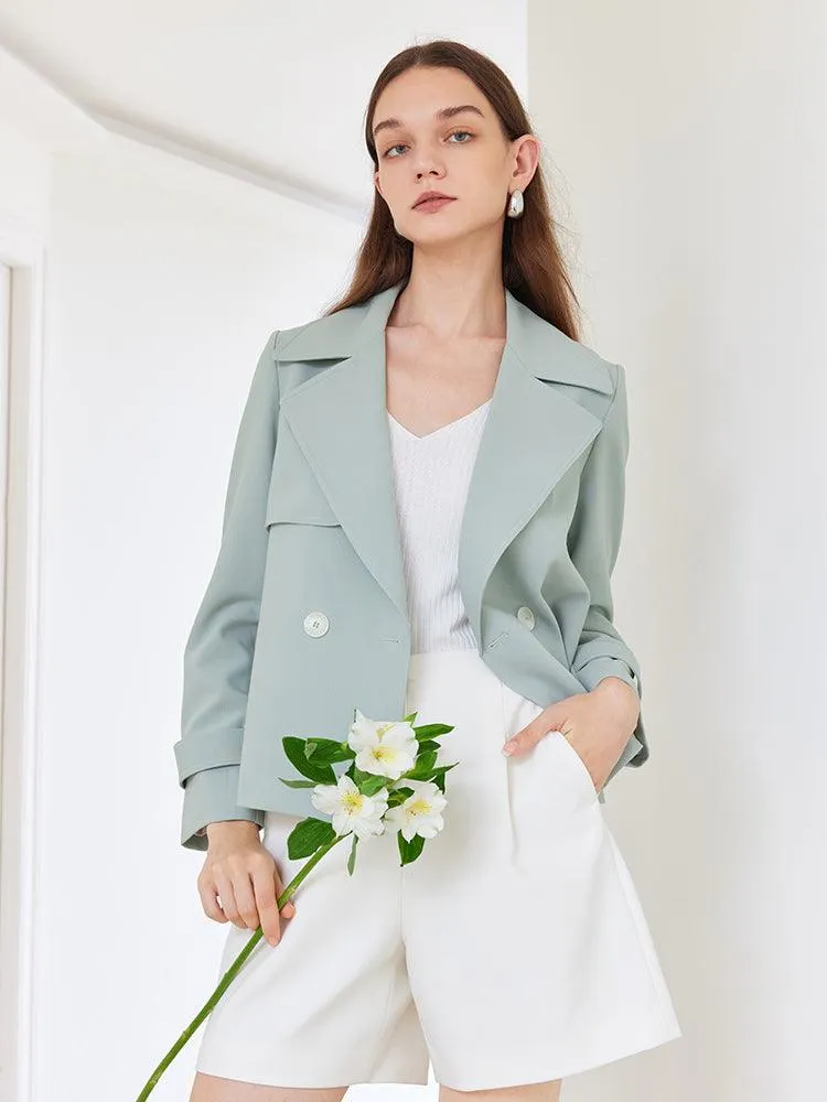 Green Crop Trench Coat