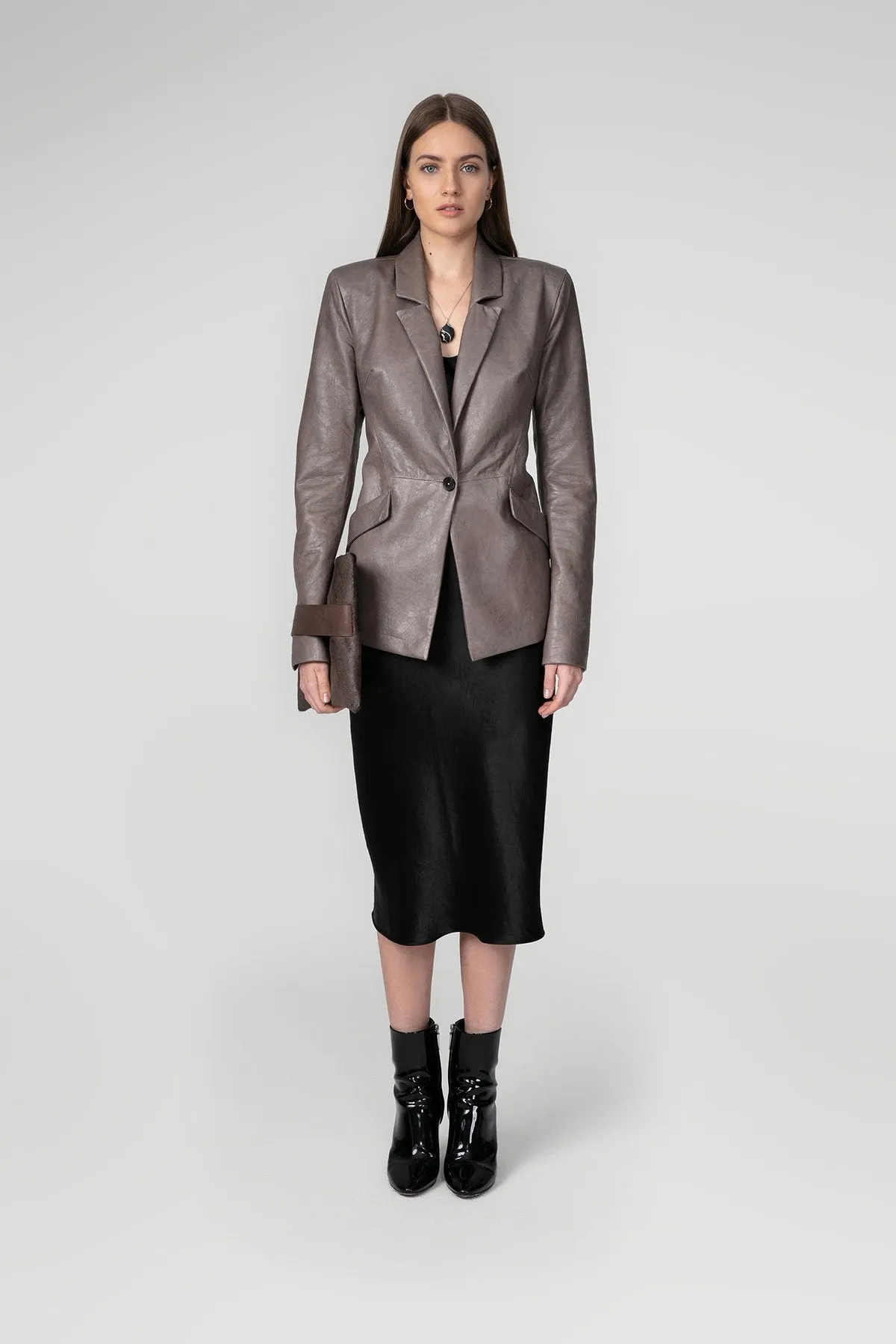 Grey Leather Jacket