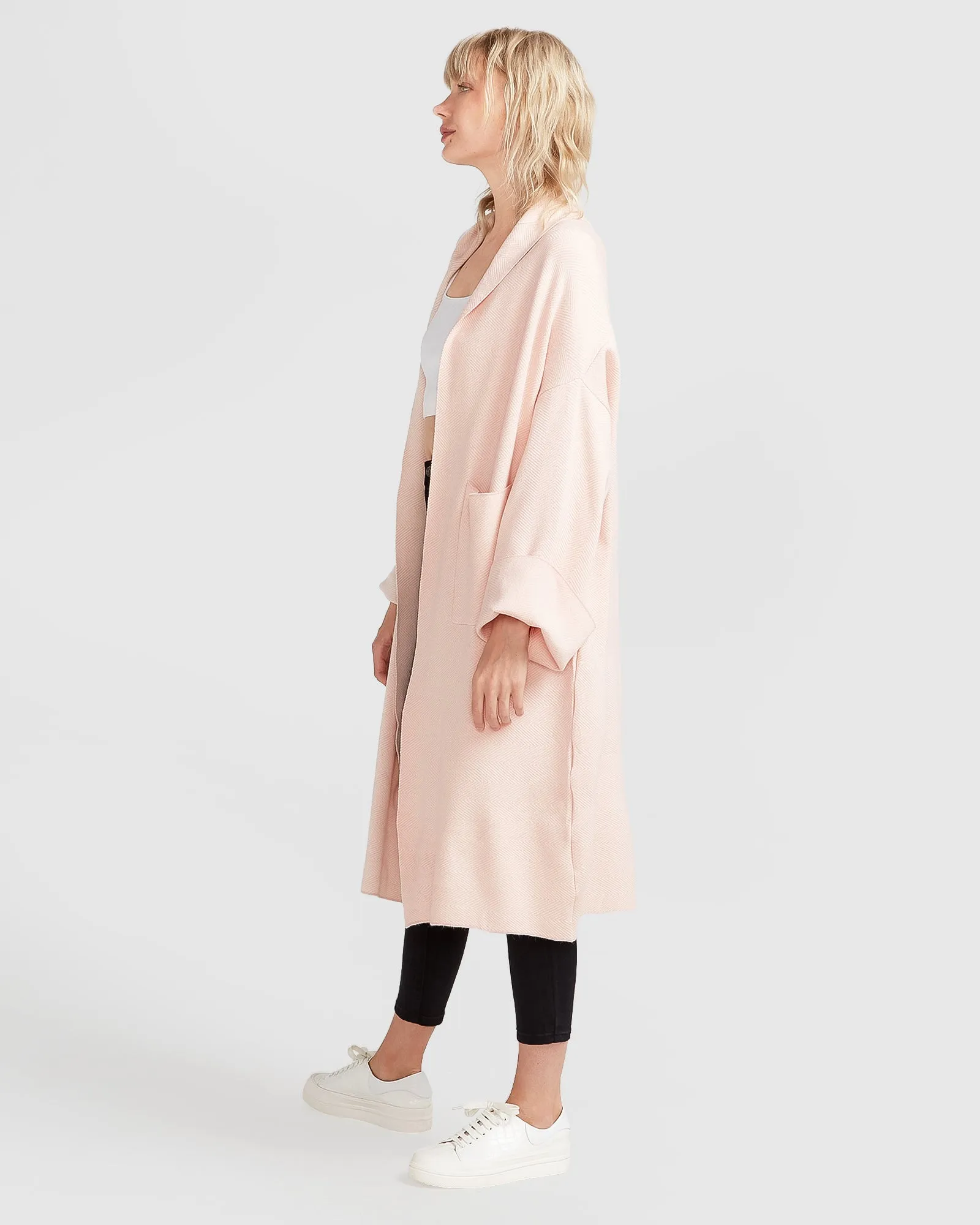 Hold The Line Coatigan - Pale Pink