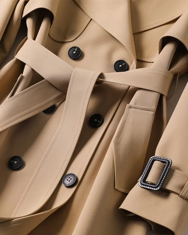 Jane | Long Trench Coat with Checked Lining