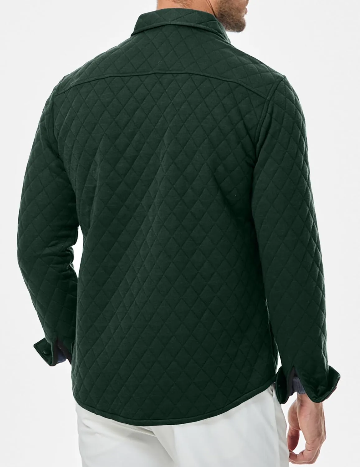 JMIERR Mens Quilted Shirt Jackets Casual Long Sleeve Snap Button Down Shirts with Pockets