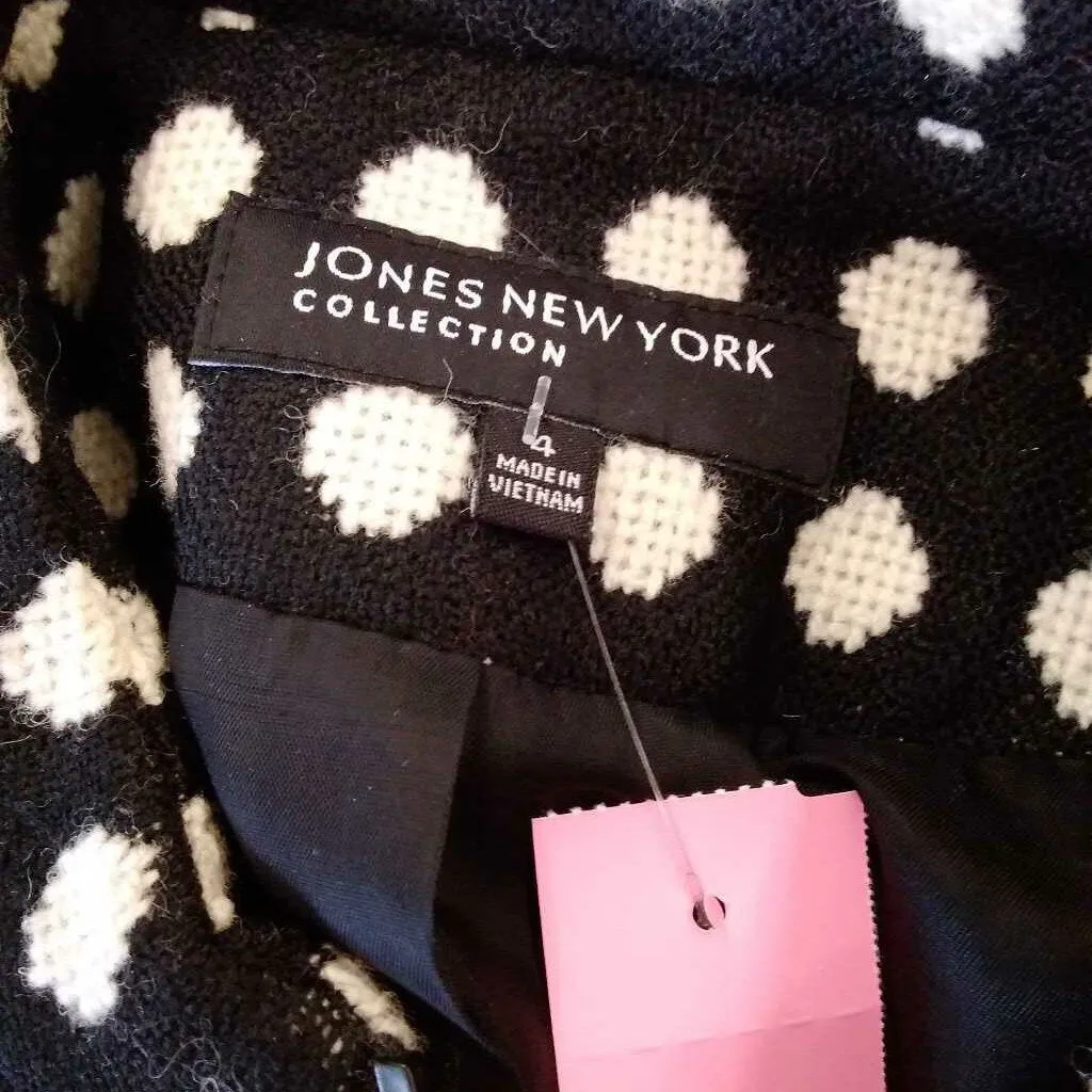 JONES NEW YORK BLACK BEIGE COAT SIZE 4 TCC