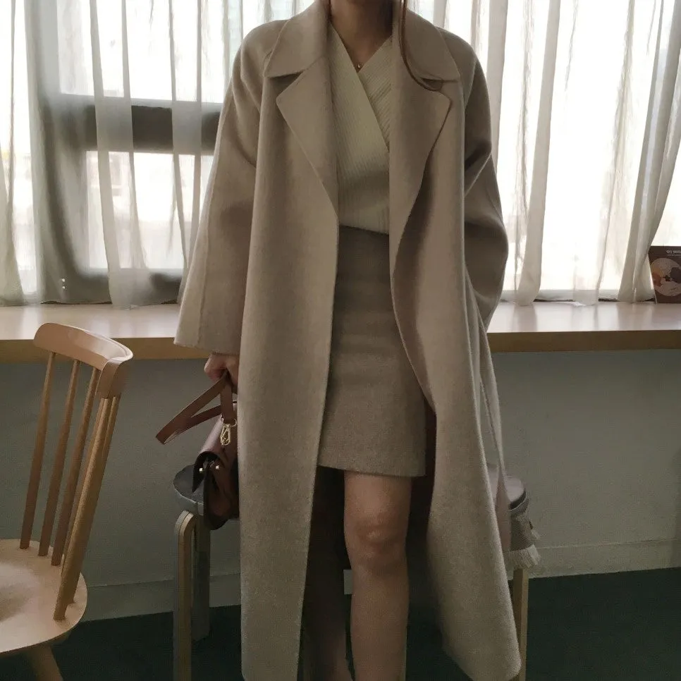 Joskaa 2000s fashion Double-Sided Cashmere Coat for Women 2024 New Small Mid-Length Autumn and Winter Elegant High-End Woolen Coat