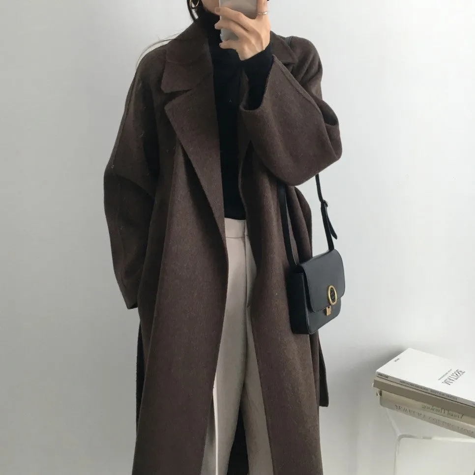 Joskaa 2000s fashion Double-Sided Cashmere Coat for Women 2024 New Small Mid-Length Autumn and Winter Elegant High-End Woolen Coat