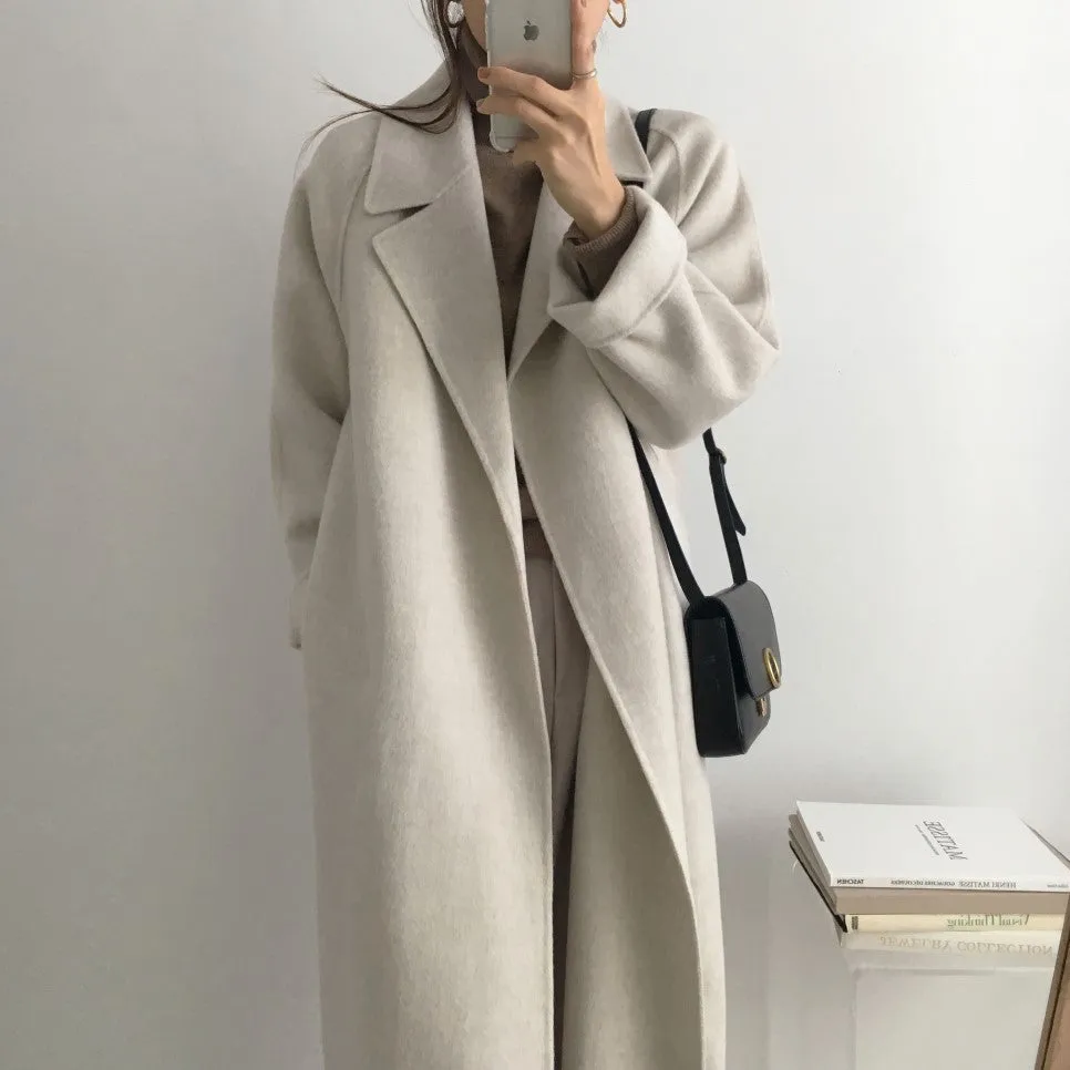 Joskaa 2000s fashion Double-Sided Cashmere Coat for Women 2024 New Small Mid-Length Autumn and Winter Elegant High-End Woolen Coat