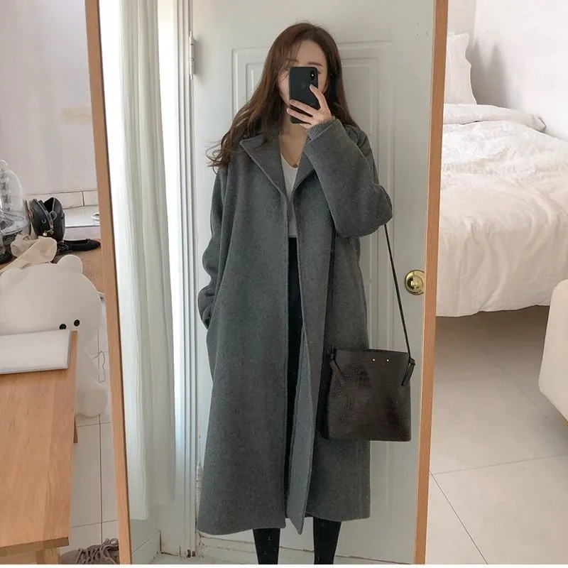 Joskaa 2000s fashion Double-Sided Cashmere Coat for Women 2024 New Small Mid-Length Autumn and Winter Elegant High-End Woolen Coat