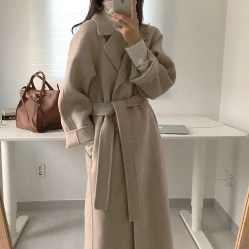 Joskaa 2000s fashion Double-Sided Cashmere Coat for Women 2024 New Small Mid-Length Autumn and Winter Elegant High-End Woolen Coat