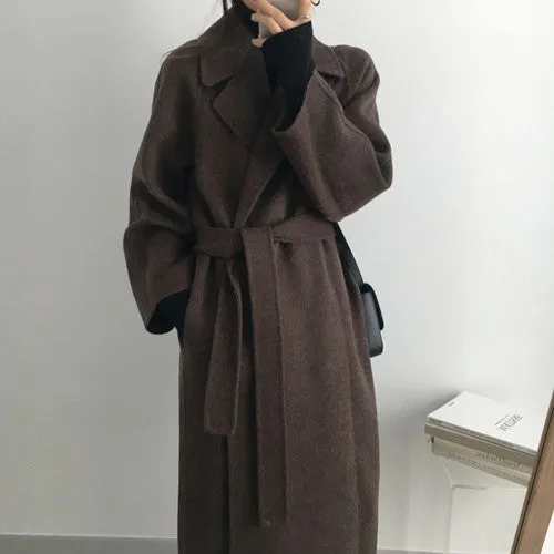 Joskaa 2000s fashion Double-Sided Cashmere Coat for Women 2024 New Small Mid-Length Autumn and Winter Elegant High-End Woolen Coat