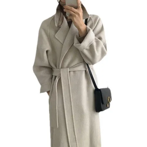 Joskaa 2000s fashion Double-Sided Cashmere Coat for Women 2024 New Small Mid-Length Autumn and Winter Elegant High-End Woolen Coat