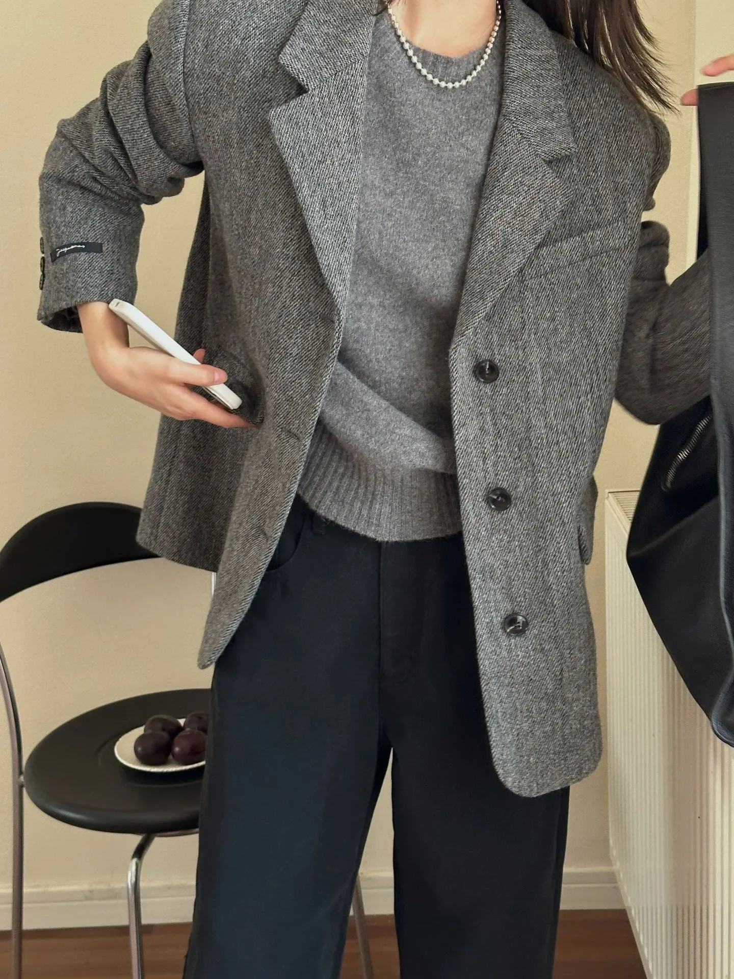 Joskaa frat boy outfits Fashionable Modern Elegant Cashmere Woolen Coat Wool Coat Autumn and Winter Small Coat 02760