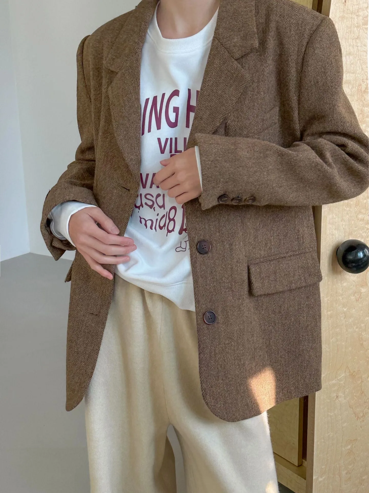 Joskaa frat boy outfits Fashionable Modern Elegant Cashmere Woolen Coat Wool Coat Autumn and Winter Small Coat 02760