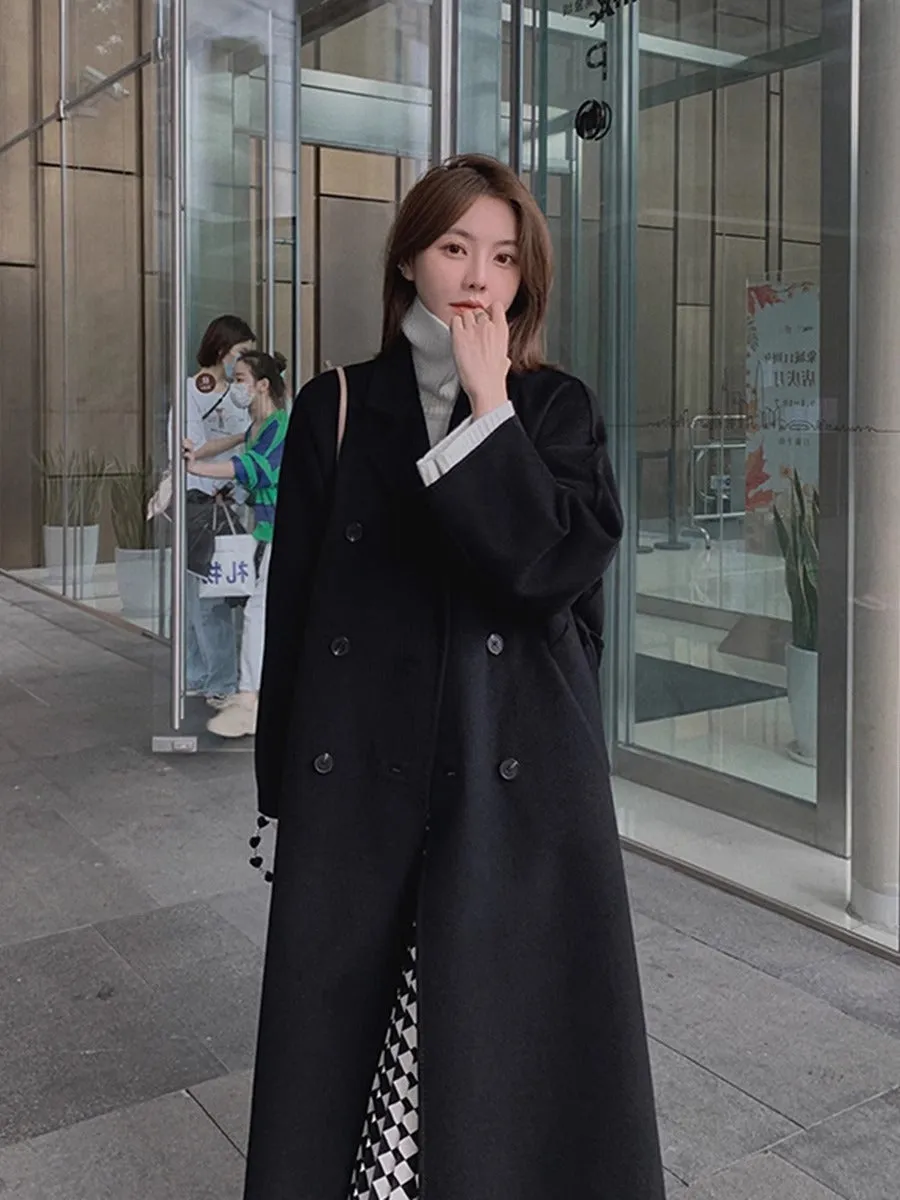 Joskaa winter fits men Red Double-Sided Cashmere Coat for Women Autumn and Winter 2024 New Mid-Length Small Woolen Woolen Coat