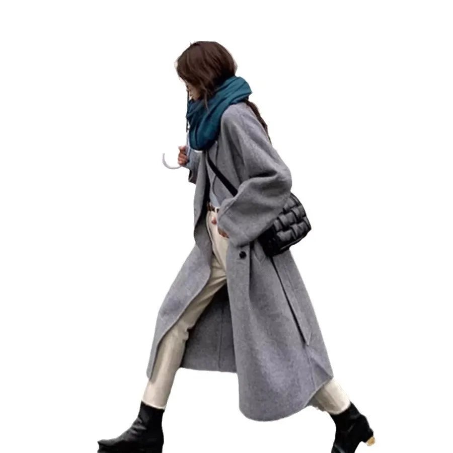 Joskaa winter fits men Red Double-Sided Cashmere Coat for Women Autumn and Winter 2024 New Mid-Length Small Woolen Woolen Coat