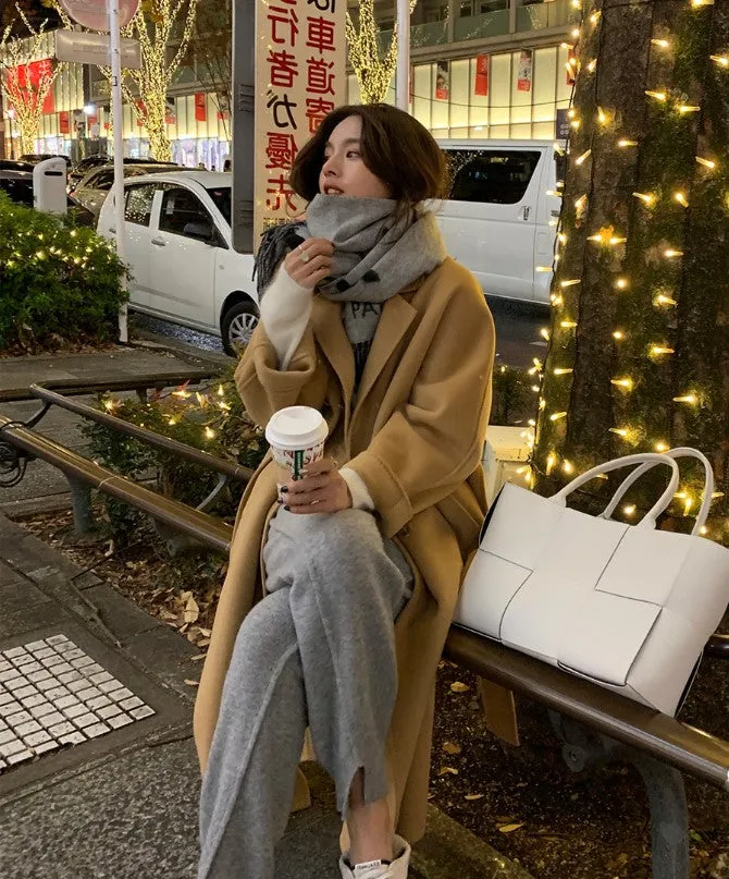 Joskaa winter fits men Red Double-Sided Cashmere Coat for Women Autumn and Winter 2024 New Mid-Length Small Woolen Woolen Coat