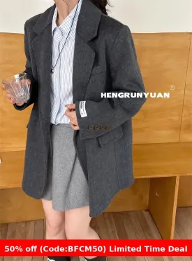 Joskaa winter outfits men Korean Style High-Grade Double-Sided Cashmere Coat 2024 Autumn and Winter Small Woolen Women's Suit Jacket