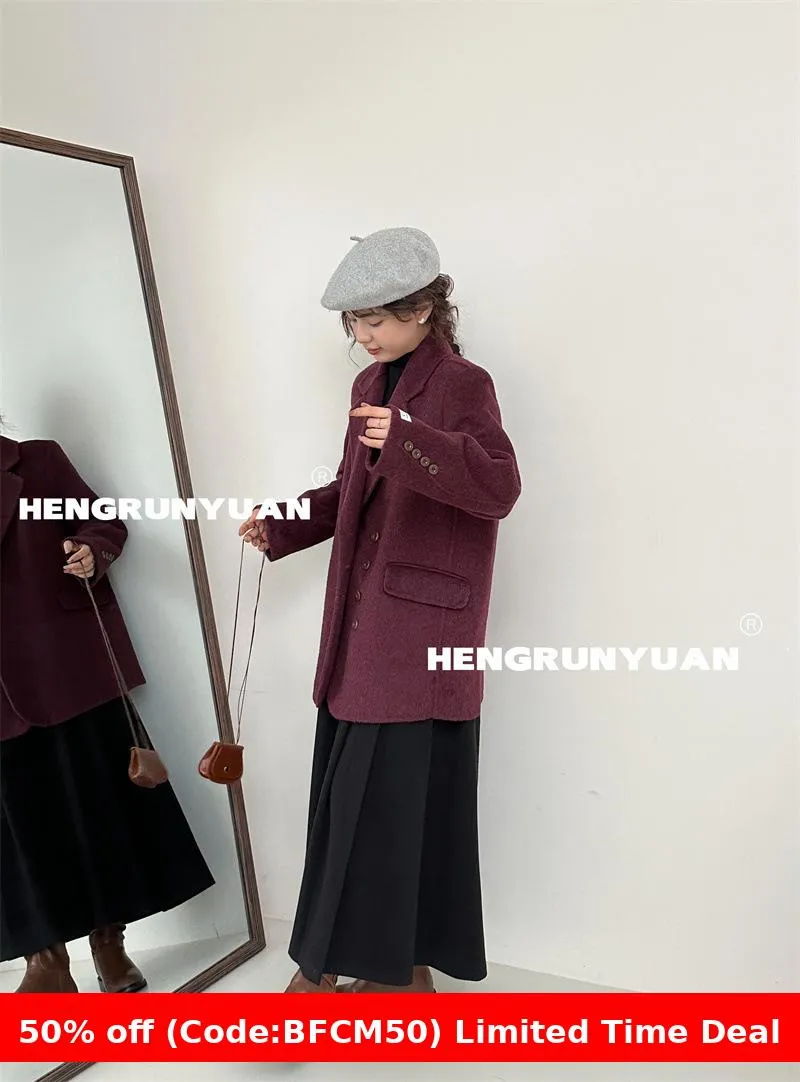 Joskaa winter outfits men Korean Style High-Grade Double-Sided Cashmere Coat 2024 Autumn and Winter Small Woolen Women's Suit Jacket