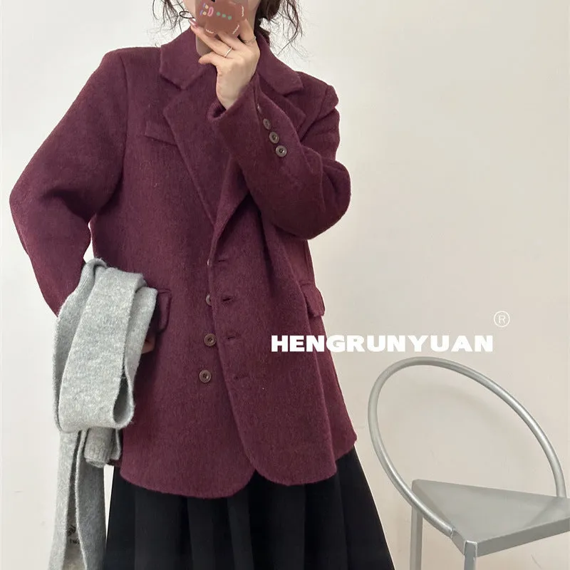 Joskaa winter outfits men Korean Style High-Grade Double-Sided Cashmere Coat 2024 Autumn and Winter Small Woolen Women's Suit Jacket