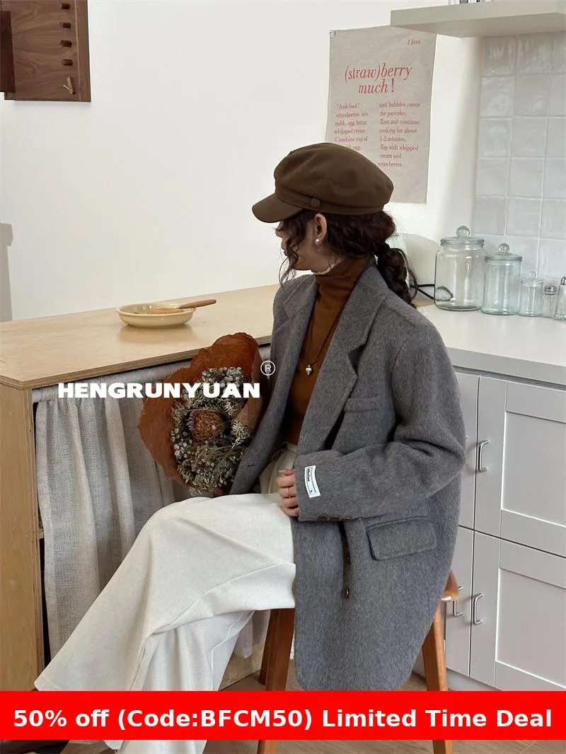 Joskaa winter outfits men Korean Style High-Grade Double-Sided Cashmere Coat 2024 Autumn and Winter Small Woolen Women's Suit Jacket