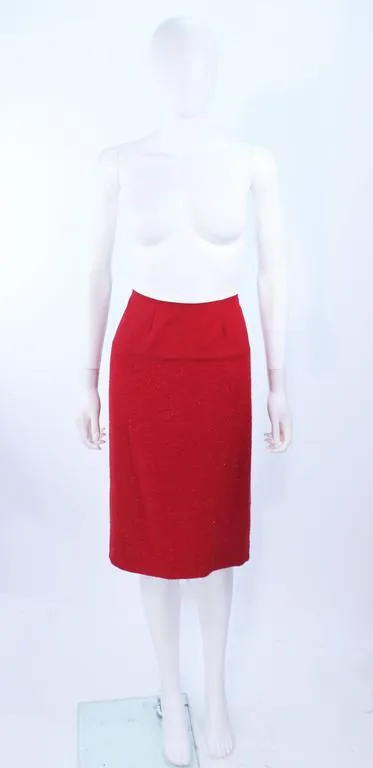 KARL LAGERFELD Red Boucle Skirt Suit Size 14