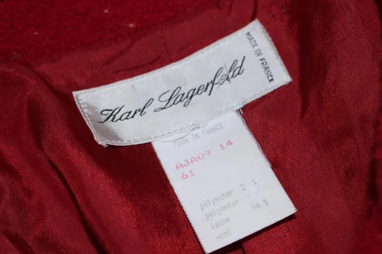 KARL LAGERFELD Red Boucle Skirt Suit Size 14