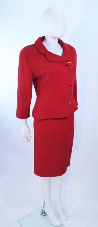 KARL LAGERFELD Red Boucle Skirt Suit Size 14