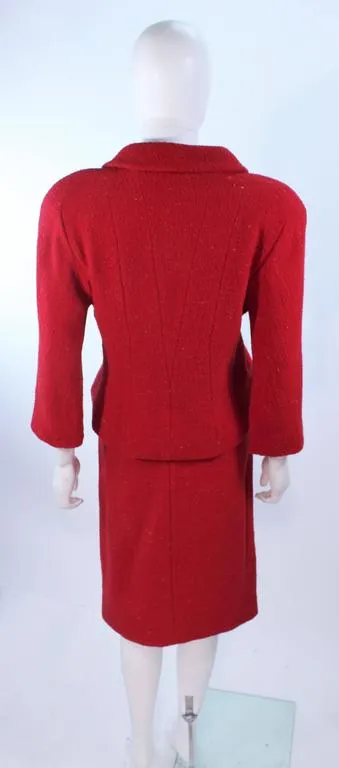 KARL LAGERFELD Red Boucle Skirt Suit Size 14