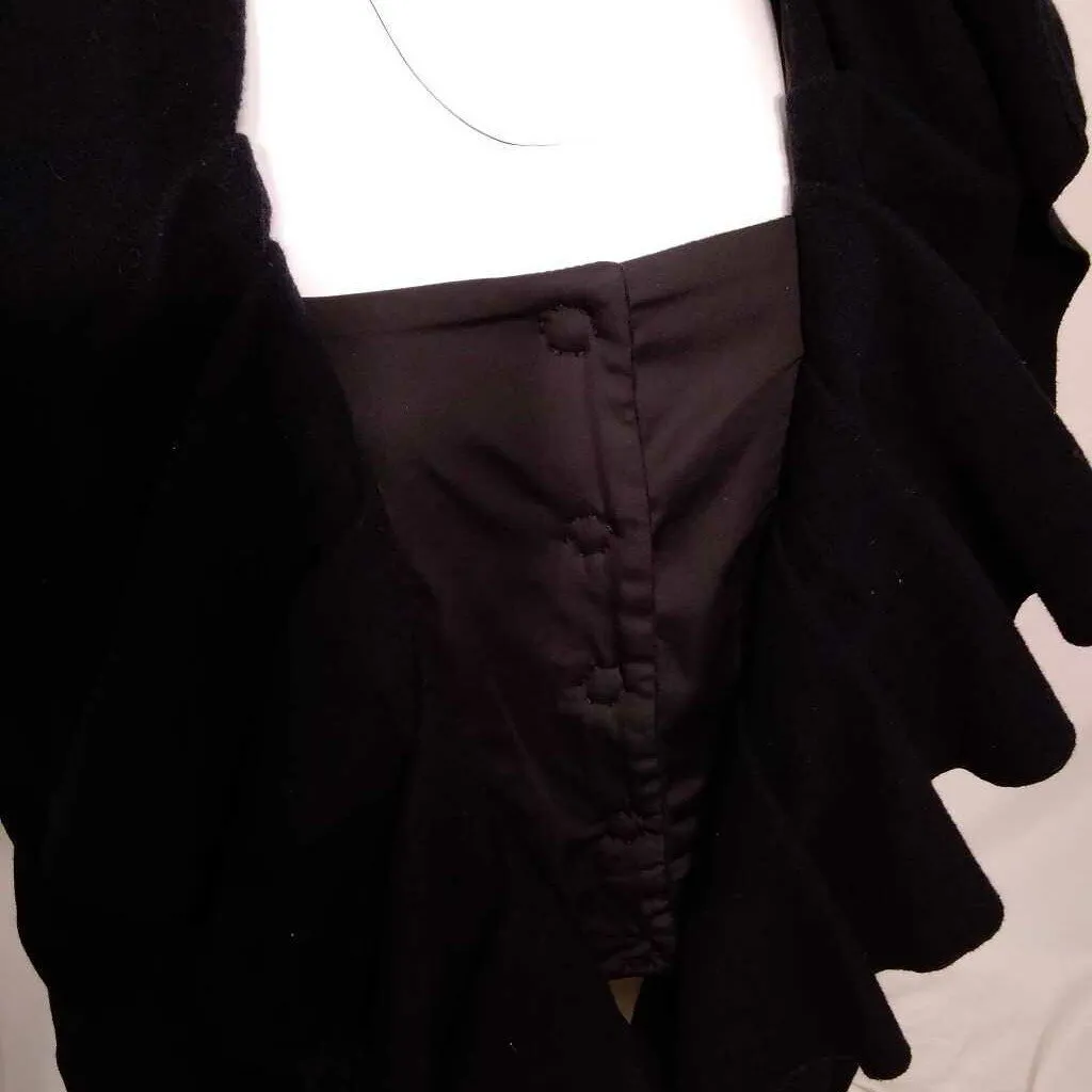 KATHERINE BARCLAY BLACK RUFFLED COAT SIZE SMALL TCC