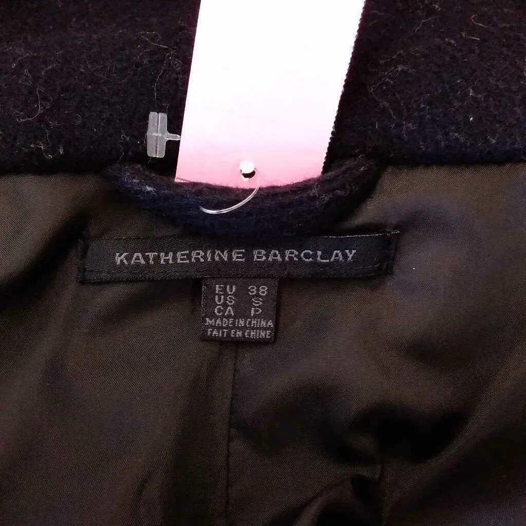 KATHERINE BARCLAY BLACK RUFFLED COAT SIZE SMALL TCC