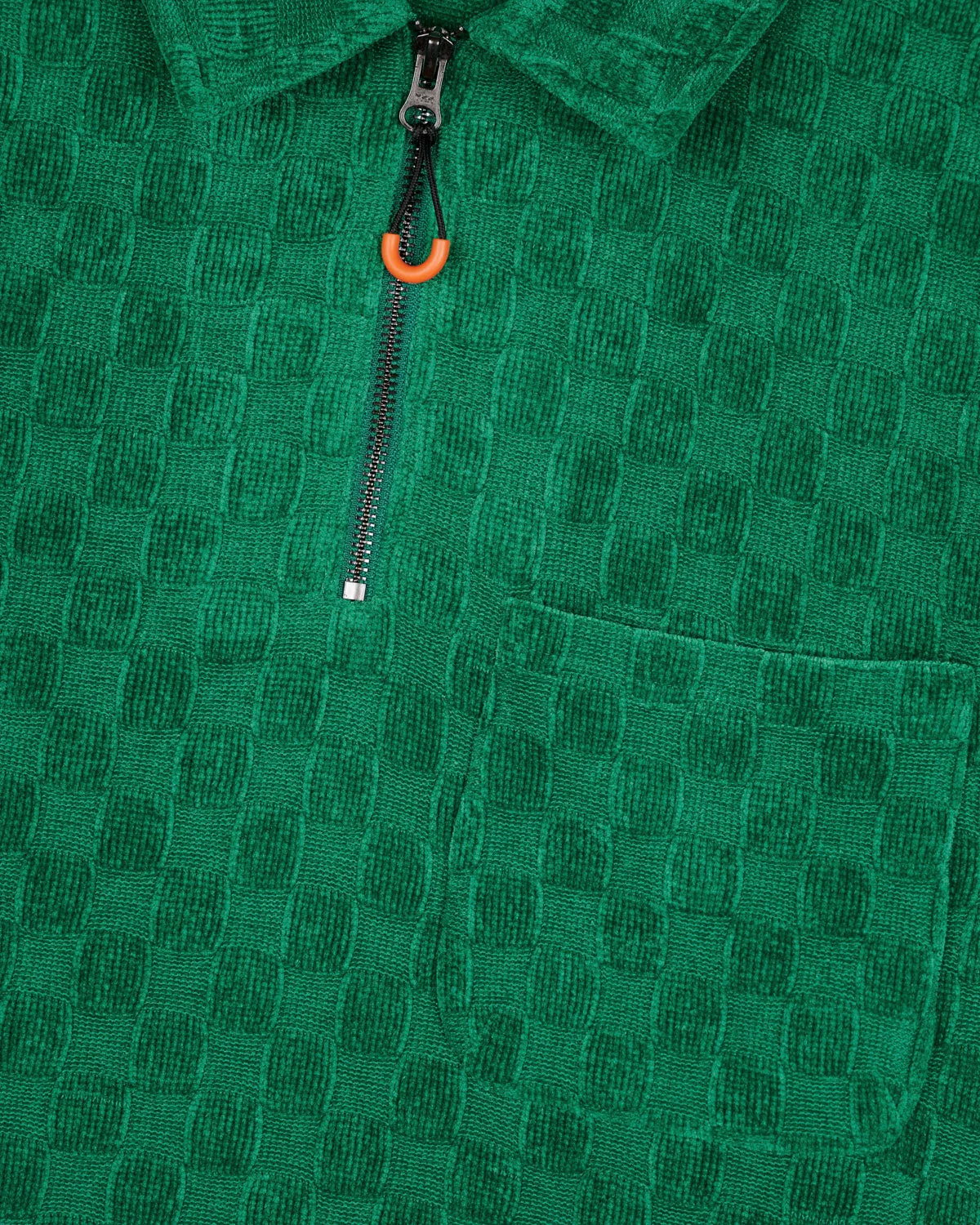 Knit Check Half Zip Shirt - Green