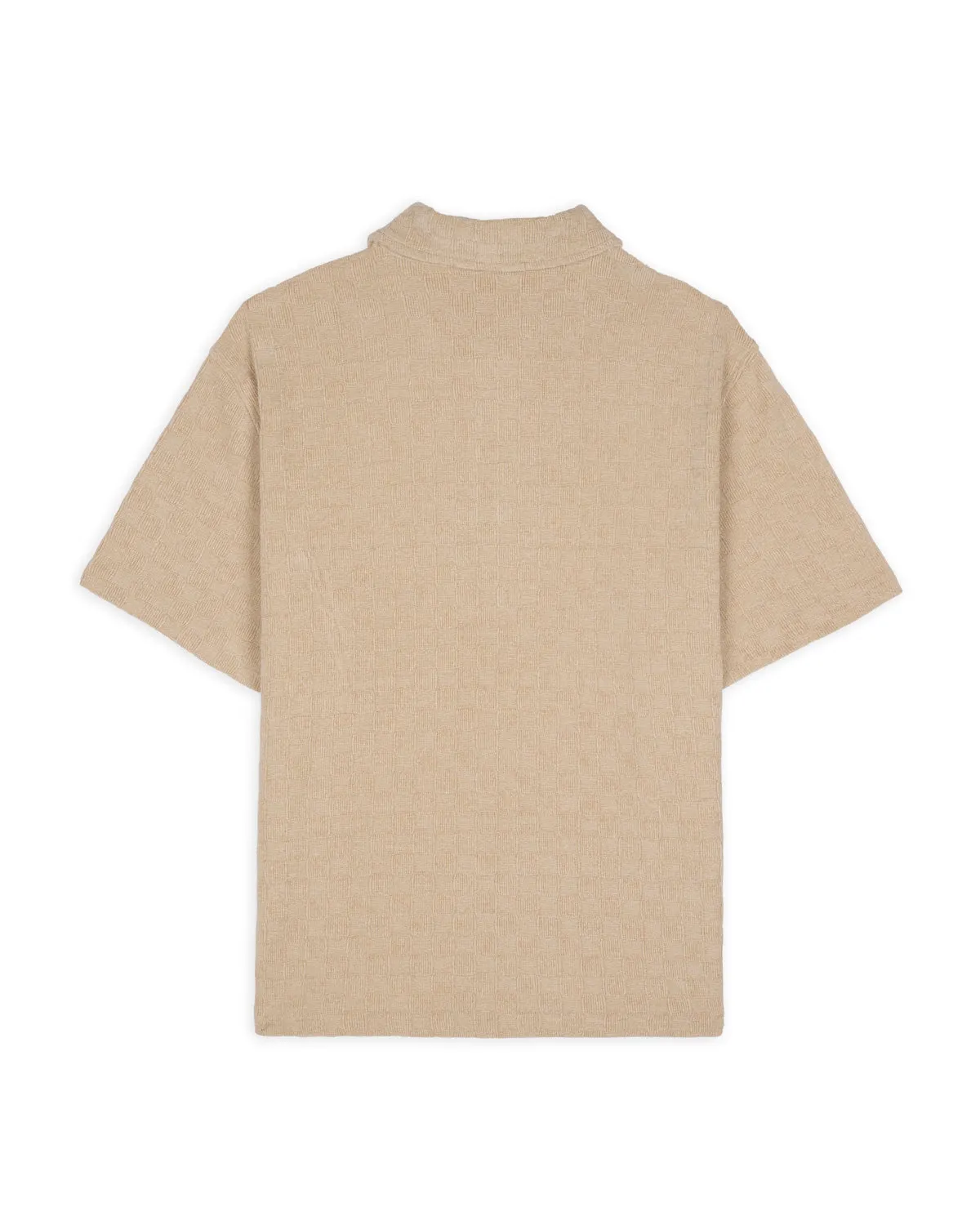 Knit Check Half Zip Shirt - Sand