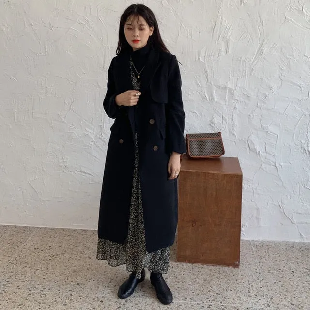 [Korean Style] Chia Woolen Blended Compact Coat