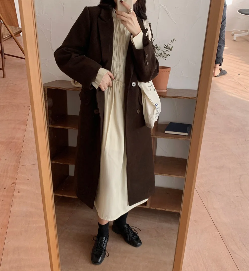[Korean Style] Chia Woolen Blended Compact Coat