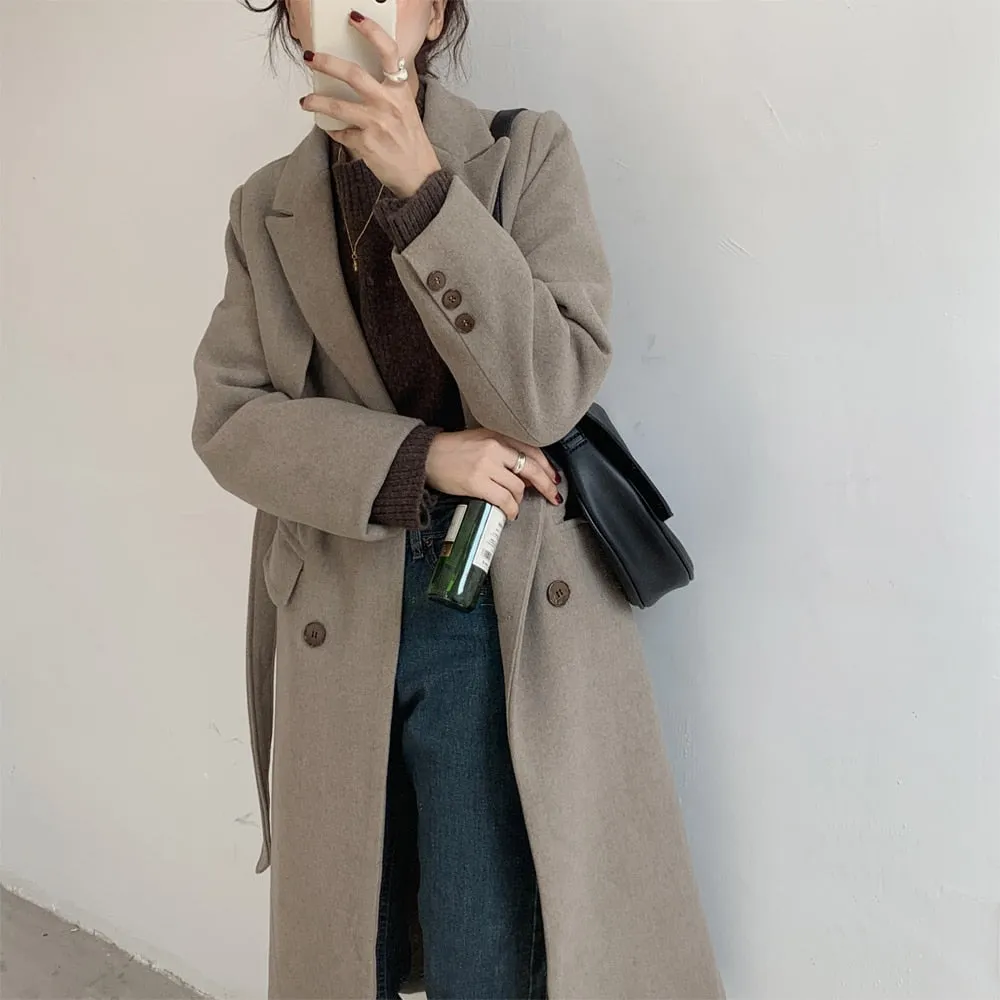 [Korean Style] Chia Woolen Blended Compact Coat