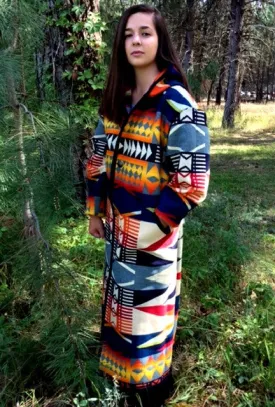 Kraffs Reversible Long Wool Coat, Fire Legend