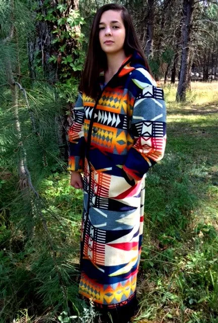 Kraffs Reversible Long Wool Coat, Fire Legend