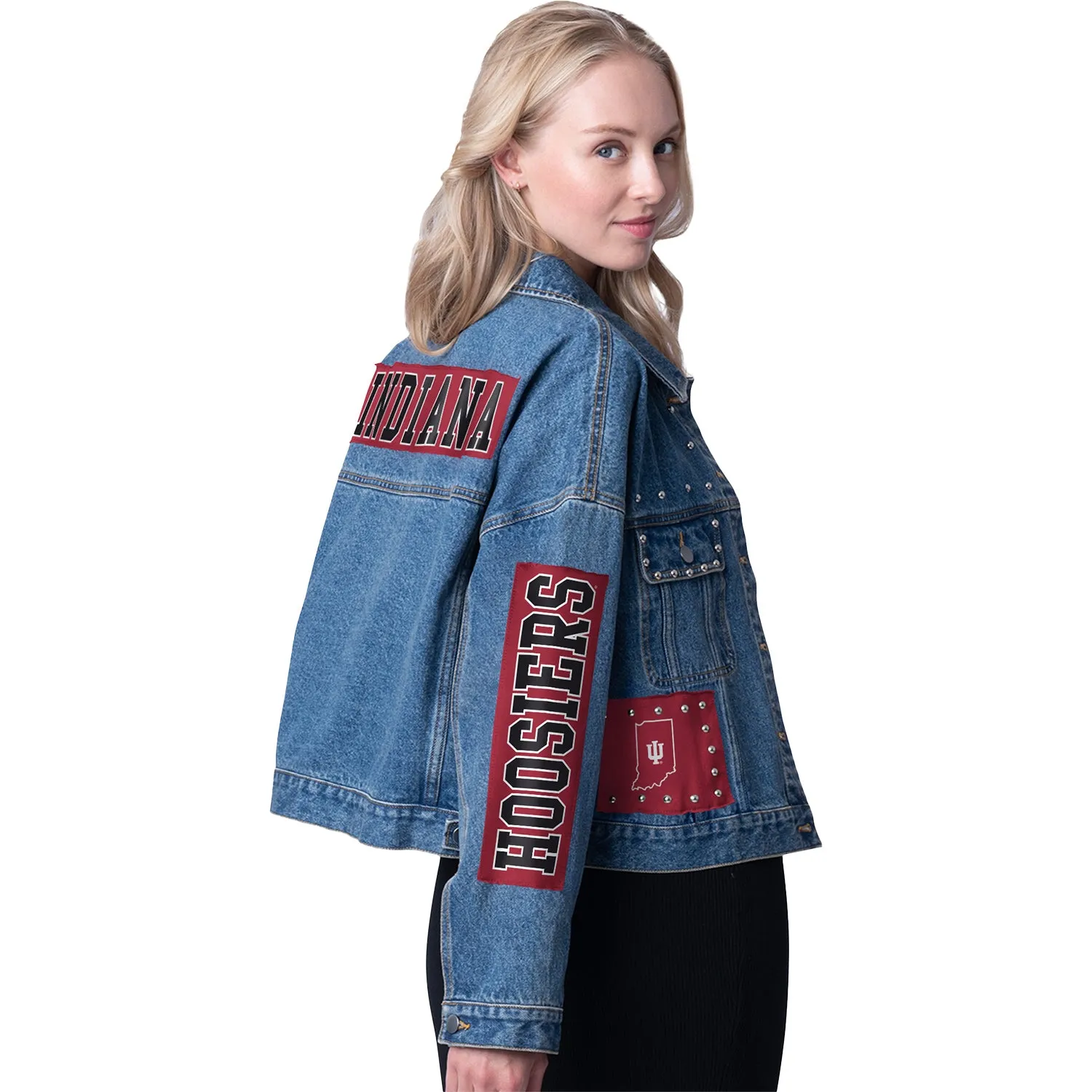Ladies Indiana Hoosiers Game Ball Denim Jacket