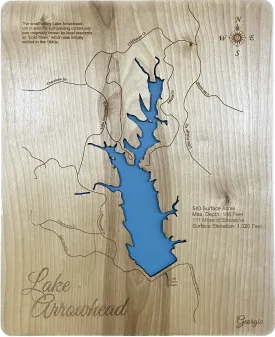 Lake Arrowhead, Georgia - Laser Cut Wood Map Overflow Sale Special