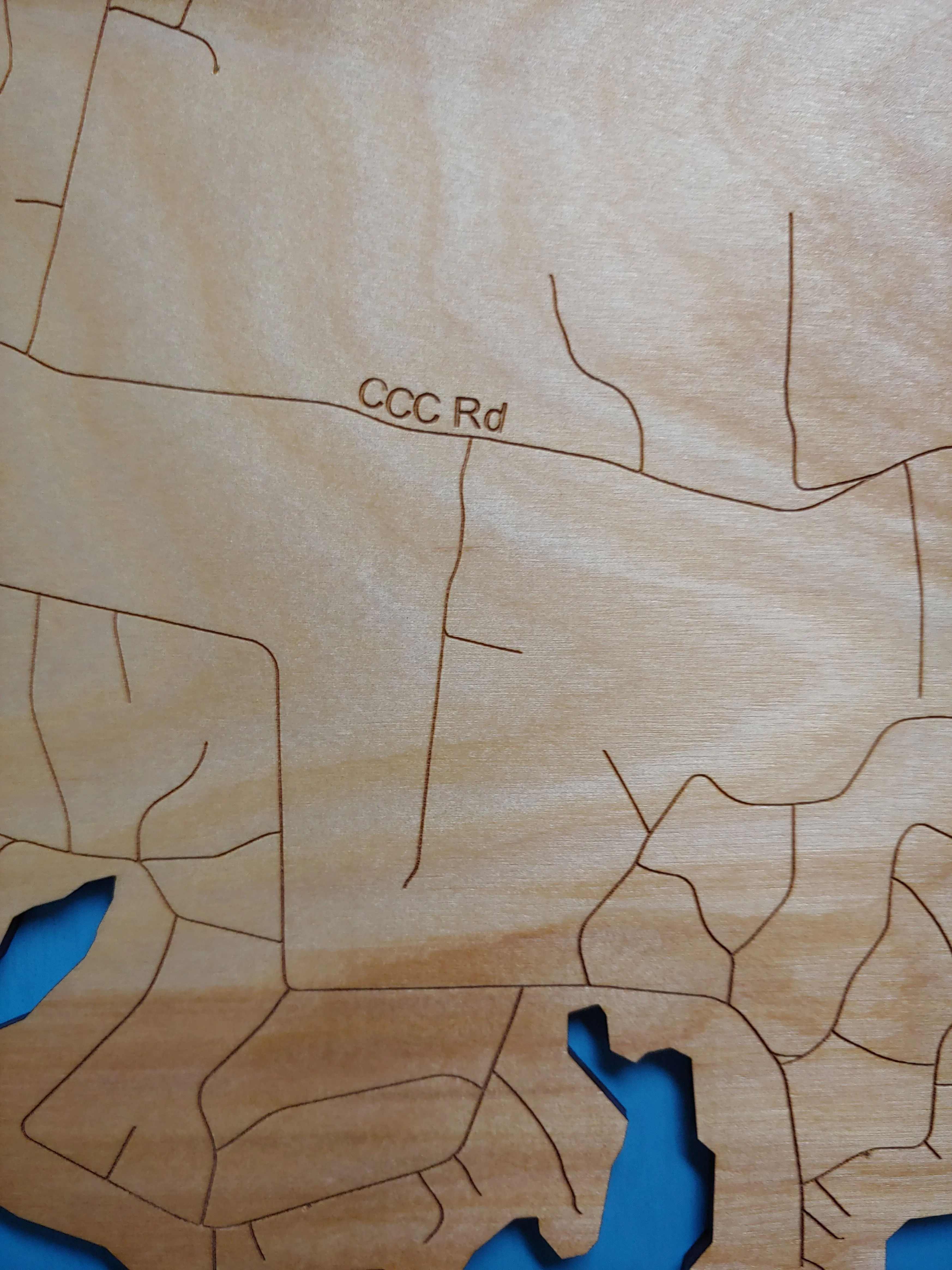 Lake Caroline, Virginia - Laser Cut Wood Map