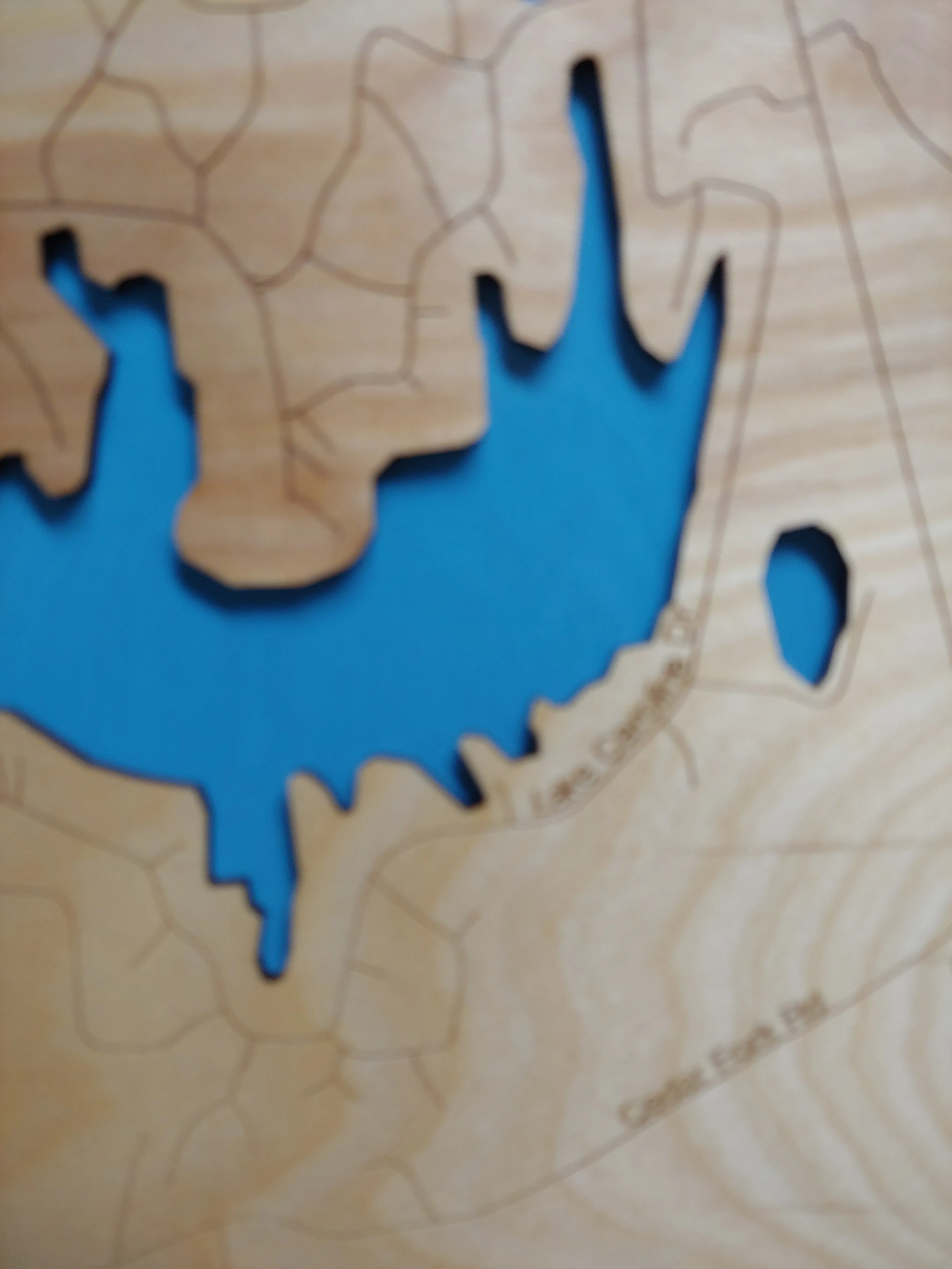 Lake Caroline, Virginia - Laser Cut Wood Map
