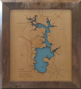 Lake Livingston, Texas - Laser Cut Wood Map