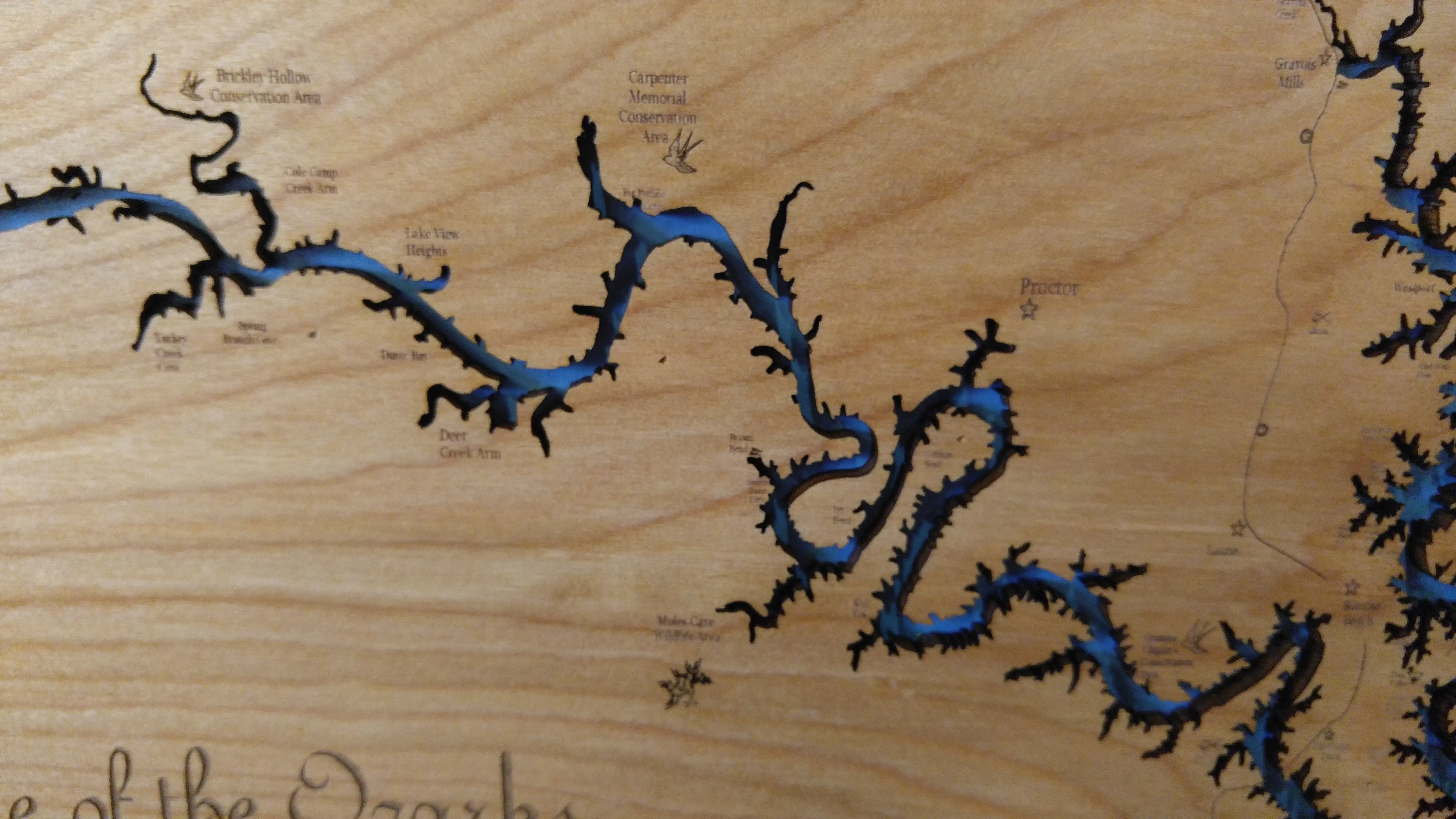 Lake of the Ozarks, Missouri - Laser Cut Wood Map