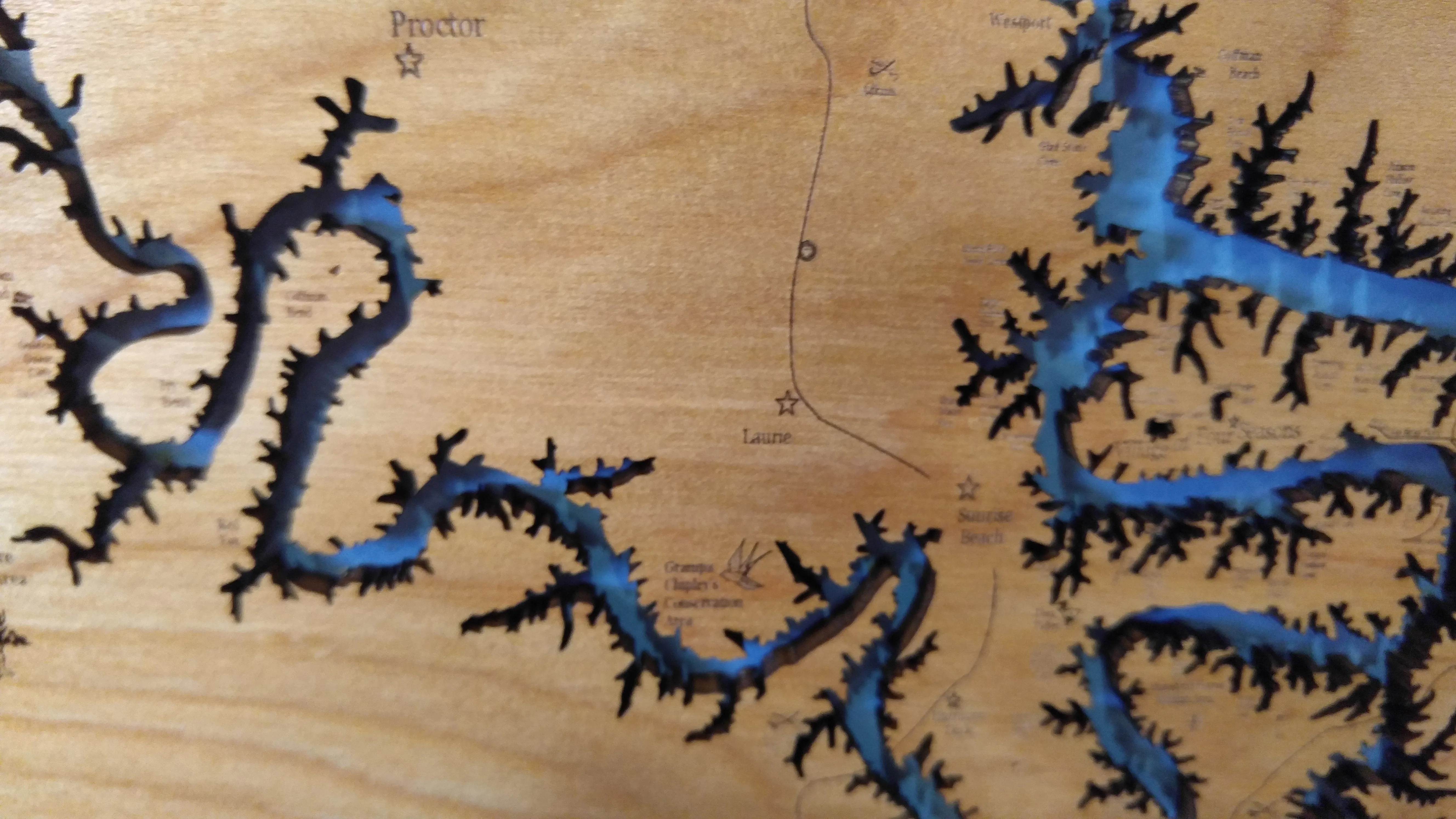 Lake of the Ozarks, Missouri - Laser Cut Wood Map