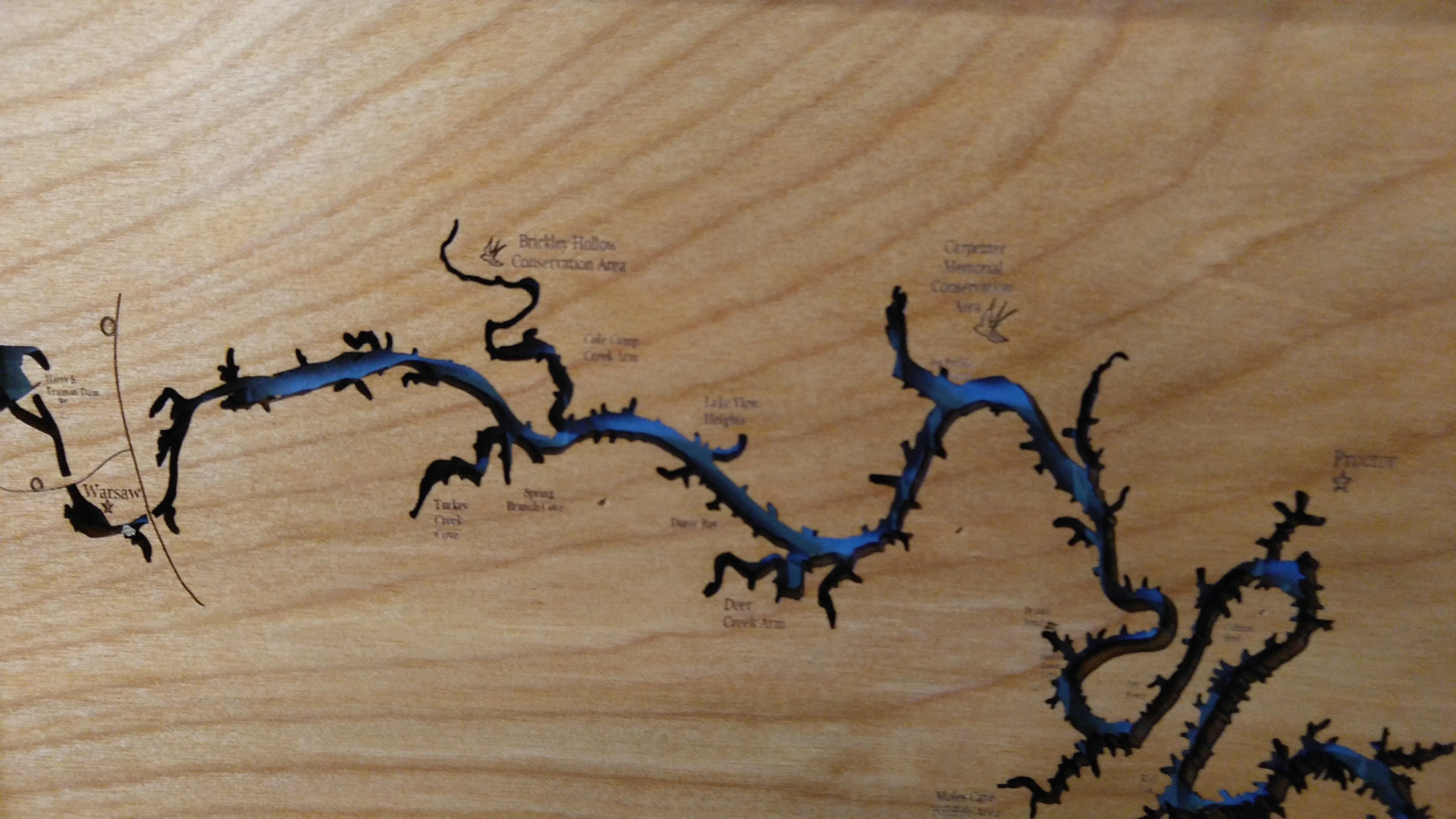 Lake of the Ozarks, Missouri - Laser Cut Wood Map