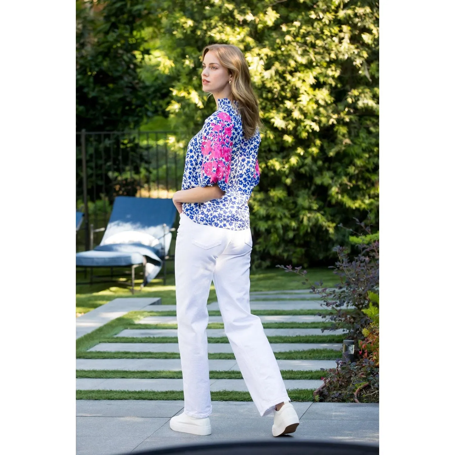 Laura Embroidered Puff Sleeve THML Top