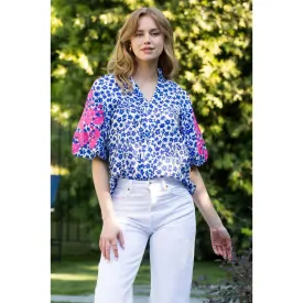 Laura Embroidered Puff Sleeve THML Top